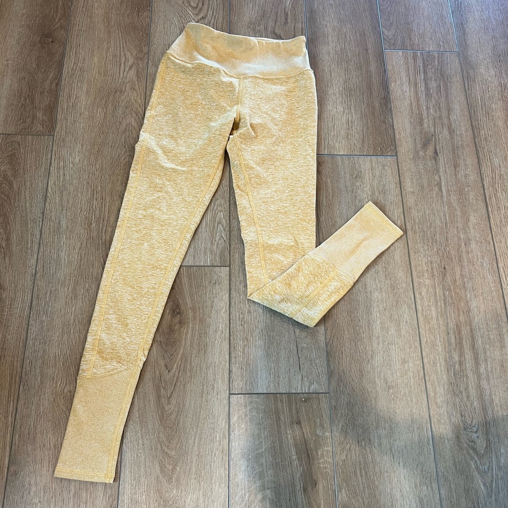 Alo Yoga High Waist Alosoft Lounge Legging Heather Tuscan Sun Mustard Yellow
